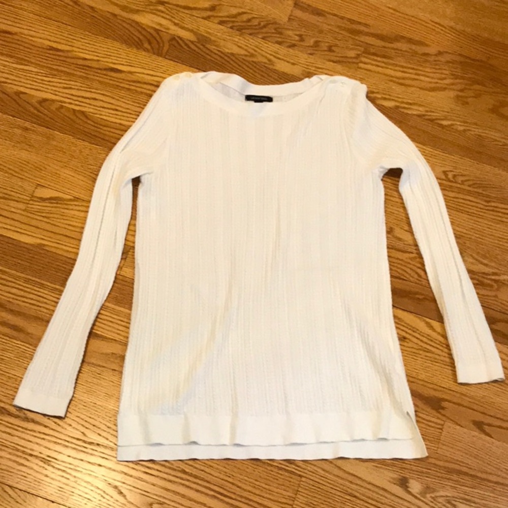 Lands’ End  white sweater: size M/10–12